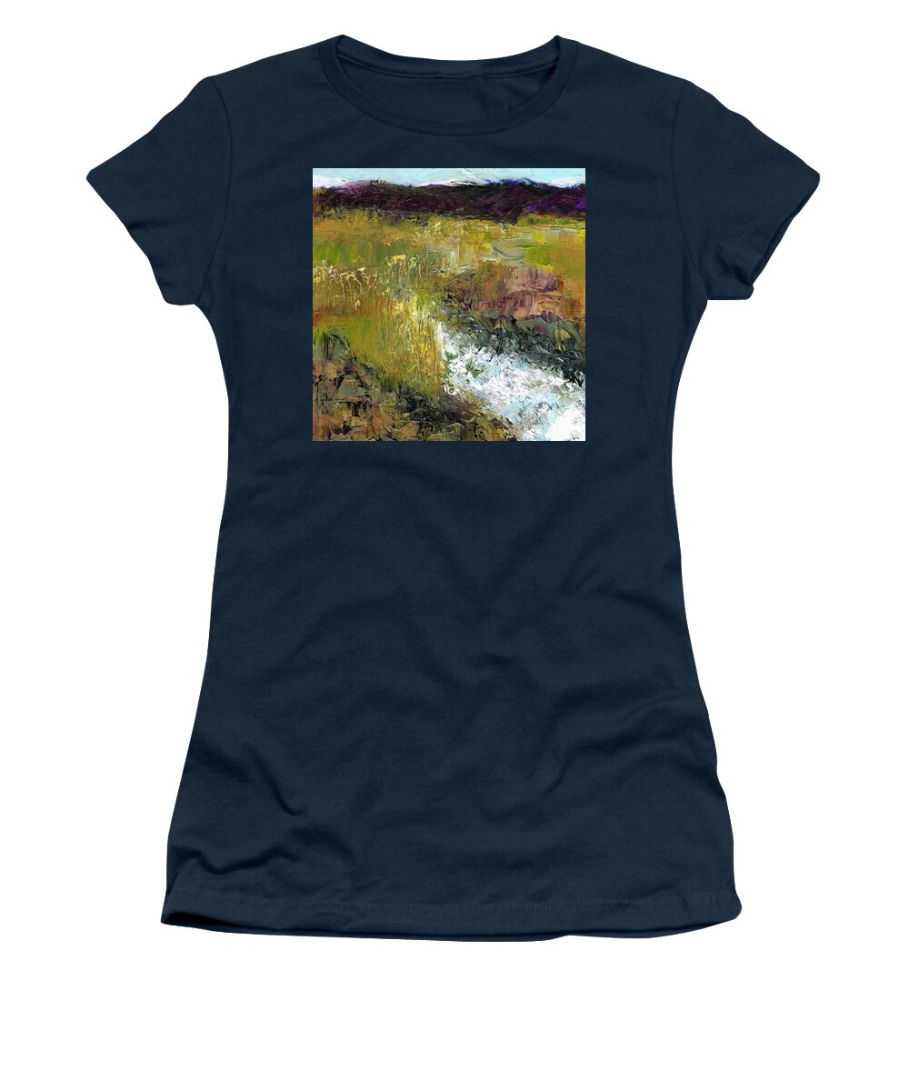 Landscapes Women's T-Shirt featuring the painting The Farmers Ditch Fall by Frances Marino