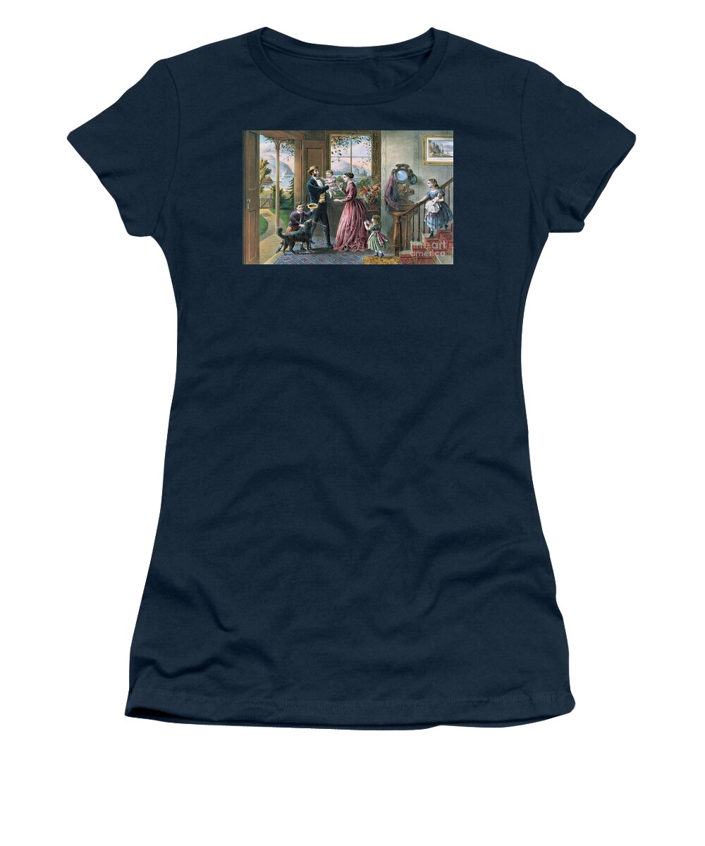 Currier And Ives Women's T-Shirt featuring the painting The Four Seasons of Life Middle Age by Currier and Ives