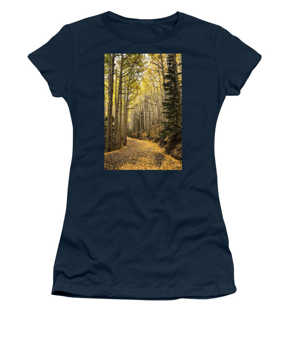 Fall Women's T-Shirt featuring the photograph The Golden Path by Saija Lehtonen