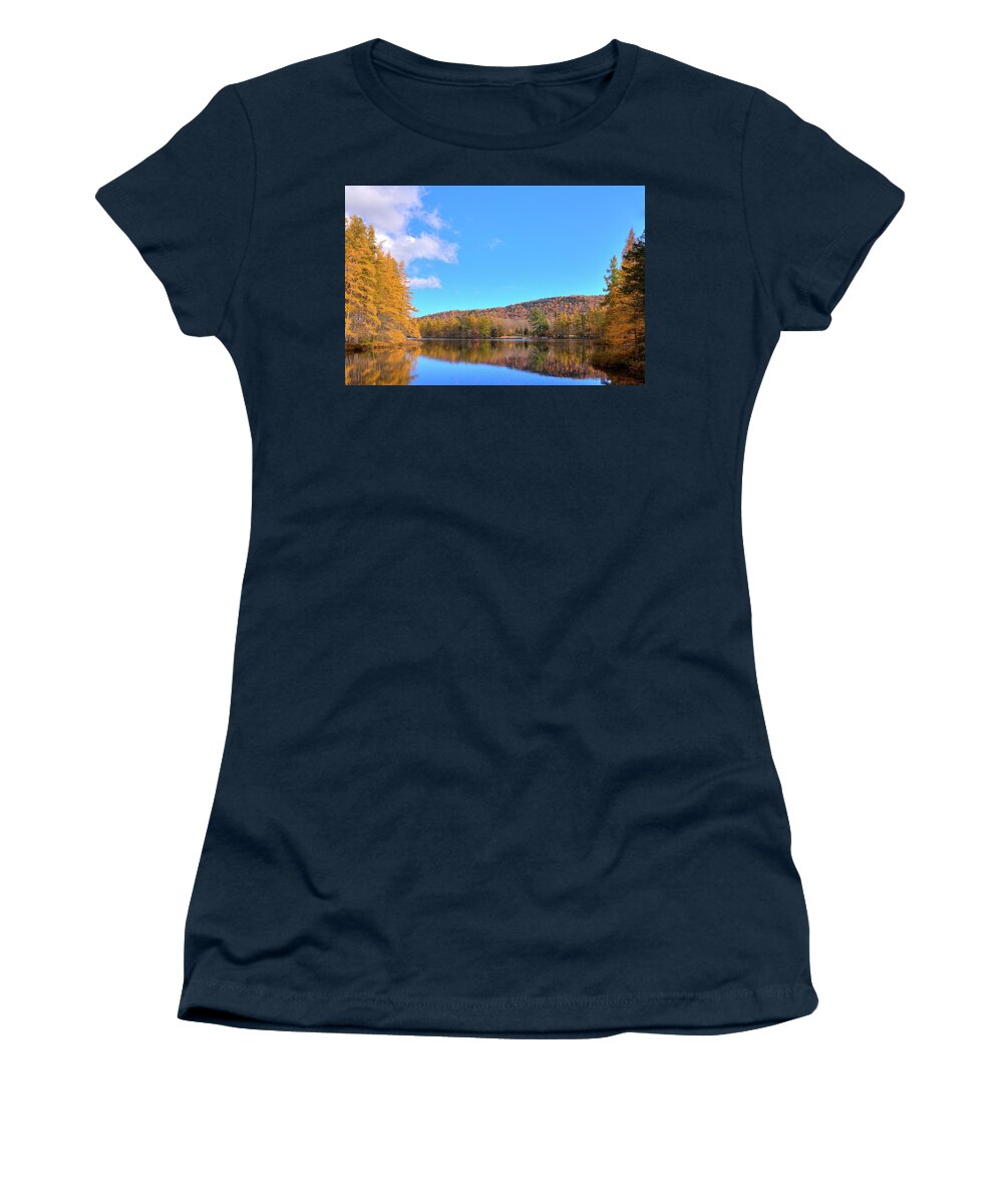 Landscape Women's T-Shirt featuring the photograph The Golden Tamaracks of Woodcraft Camp by David Patterson
