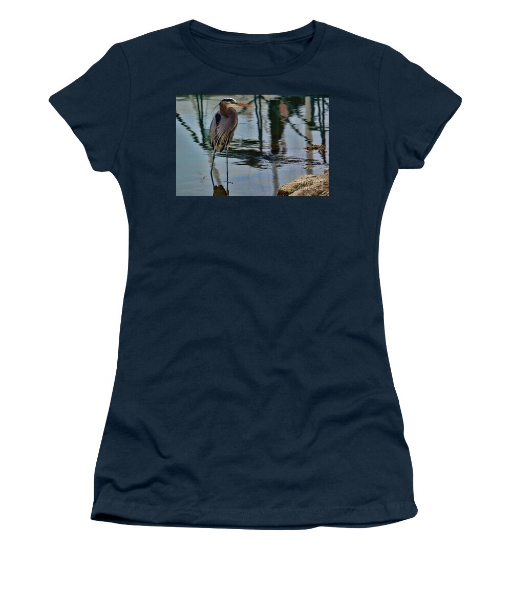 Great Heron Women's T-Shirt featuring the photograph The Heron's Brother by Diana Mary Sharpton