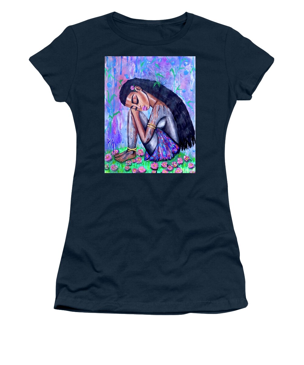 Eve Women's T-Shirt featuring the painting The Last Eve in Eden by Artist RiA