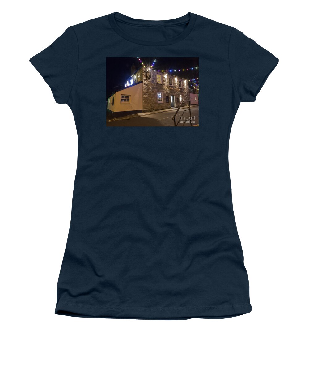 The Lemon Arms Women's T-Shirt featuring the photograph The Lemon Arms Mylor Bridge by Terri Waters