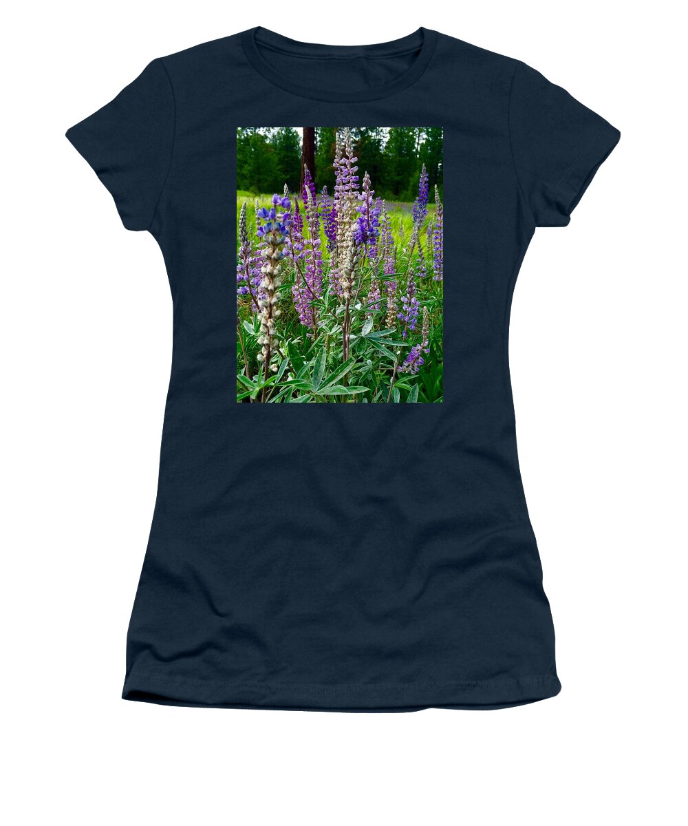 Lupines Women's T-Shirt featuring the photograph The Lupine Crowd by Jennifer Lake