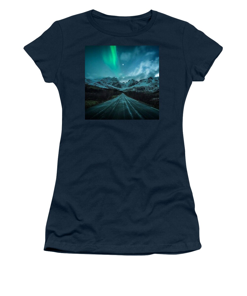 The Northern Lights Women's T-Shirt featuring the photograph The Northern Lights by Andy Bucaille