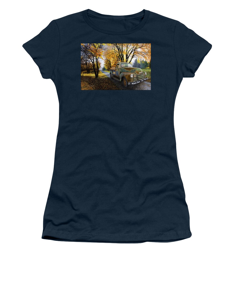 Pumpkin Women's T-Shirt featuring the painting The Ol' Pumpkin Hauler by Anthony J Padgett