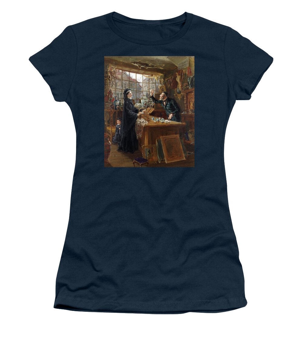 Ralph Hedley Women's T-Shirt featuring the painting The Old China Shop by Ralph Hedley