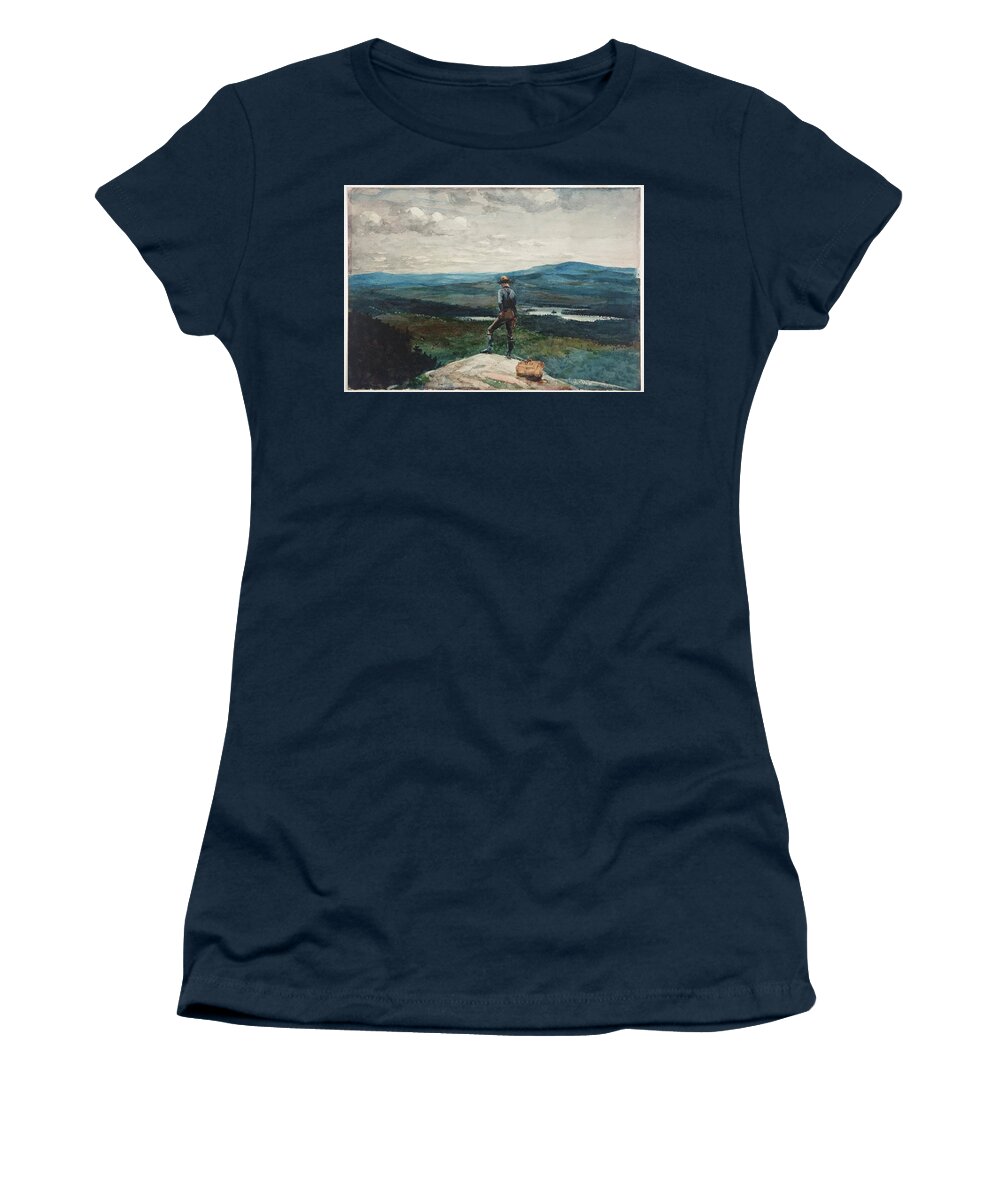Winslow Homer Women's T-Shirt featuring the drawing The Ranger. Adirondacks by Winslow Homer