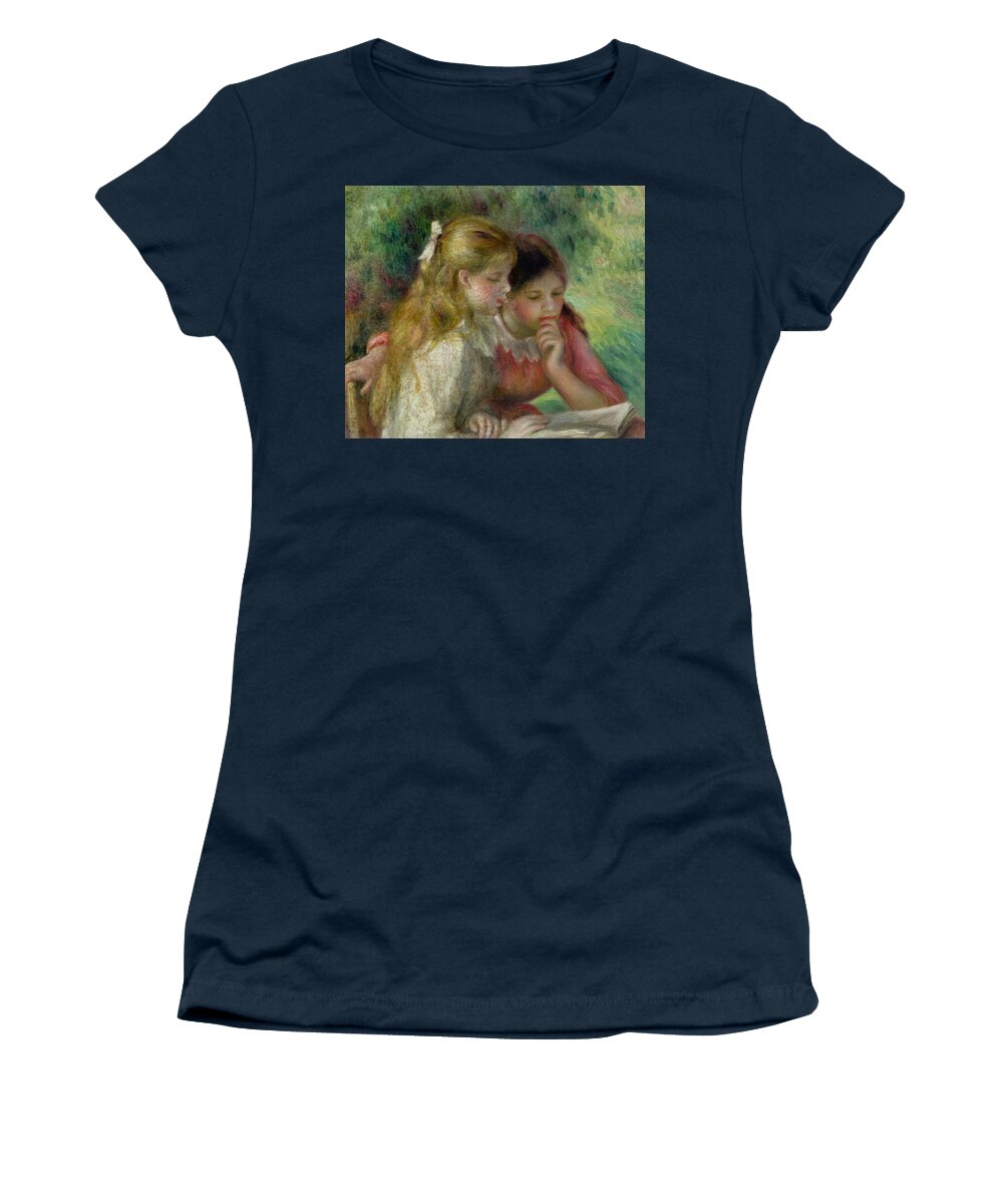 Renoir Women's T-Shirt featuring the painting The Reading by Pierre Auguste Renoir
