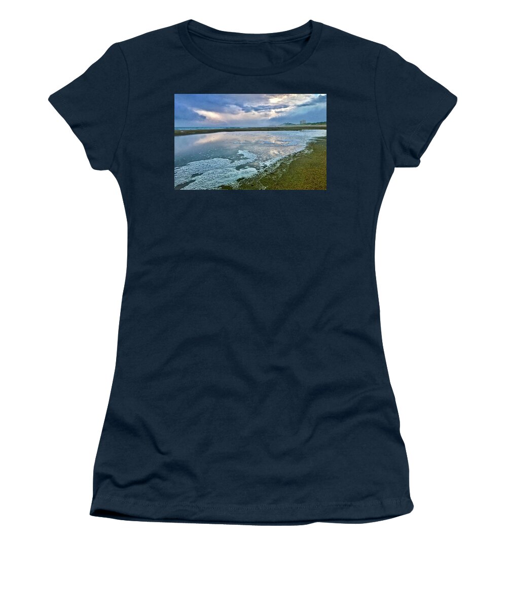 Beach Women's T-Shirt featuring the photograph The Reflection of the Storm by Shawn M Greener