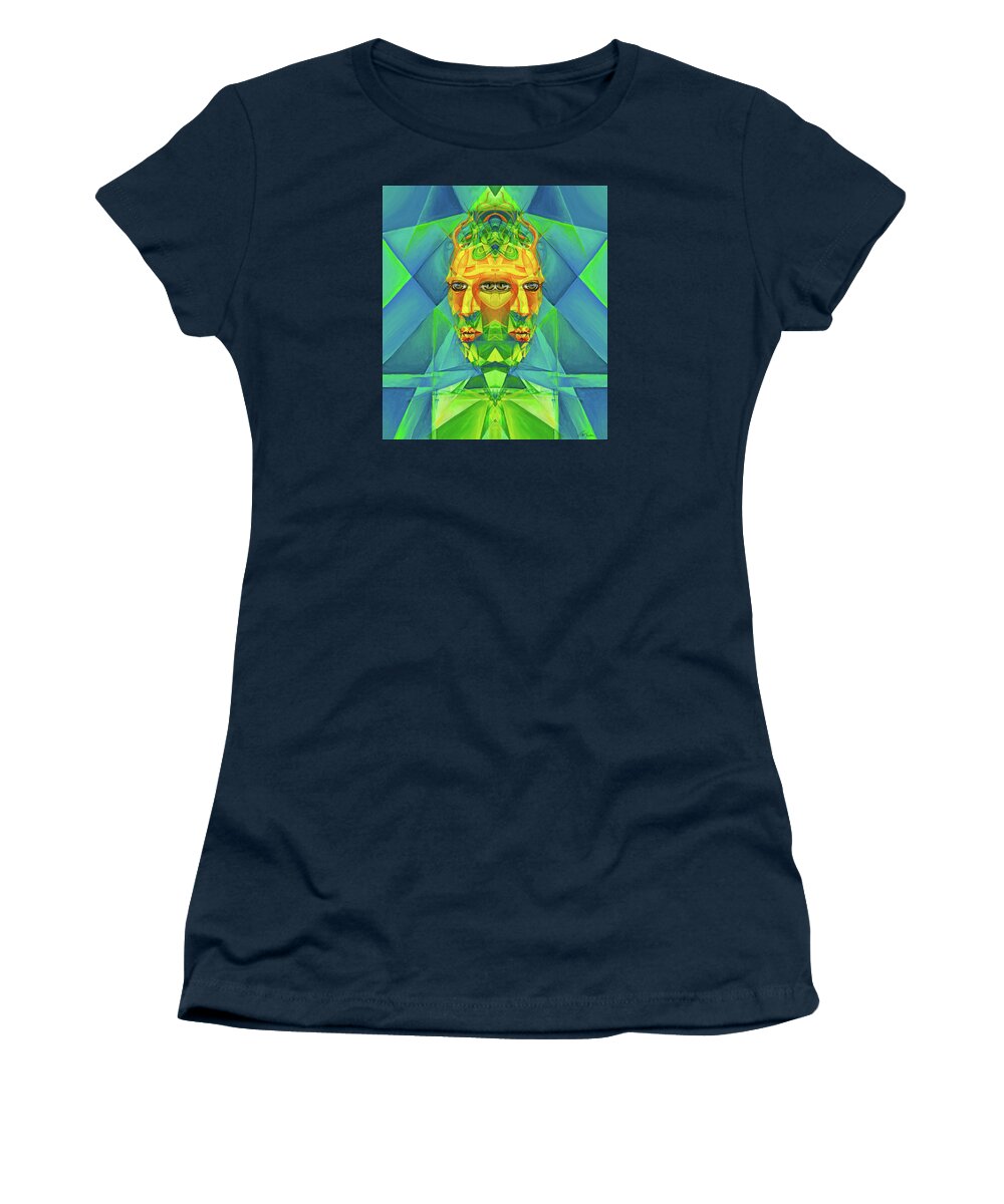 Cubism Style Women's T-Shirt featuring the painting The Reinvention Reinvented 2 by Brian Kirchner