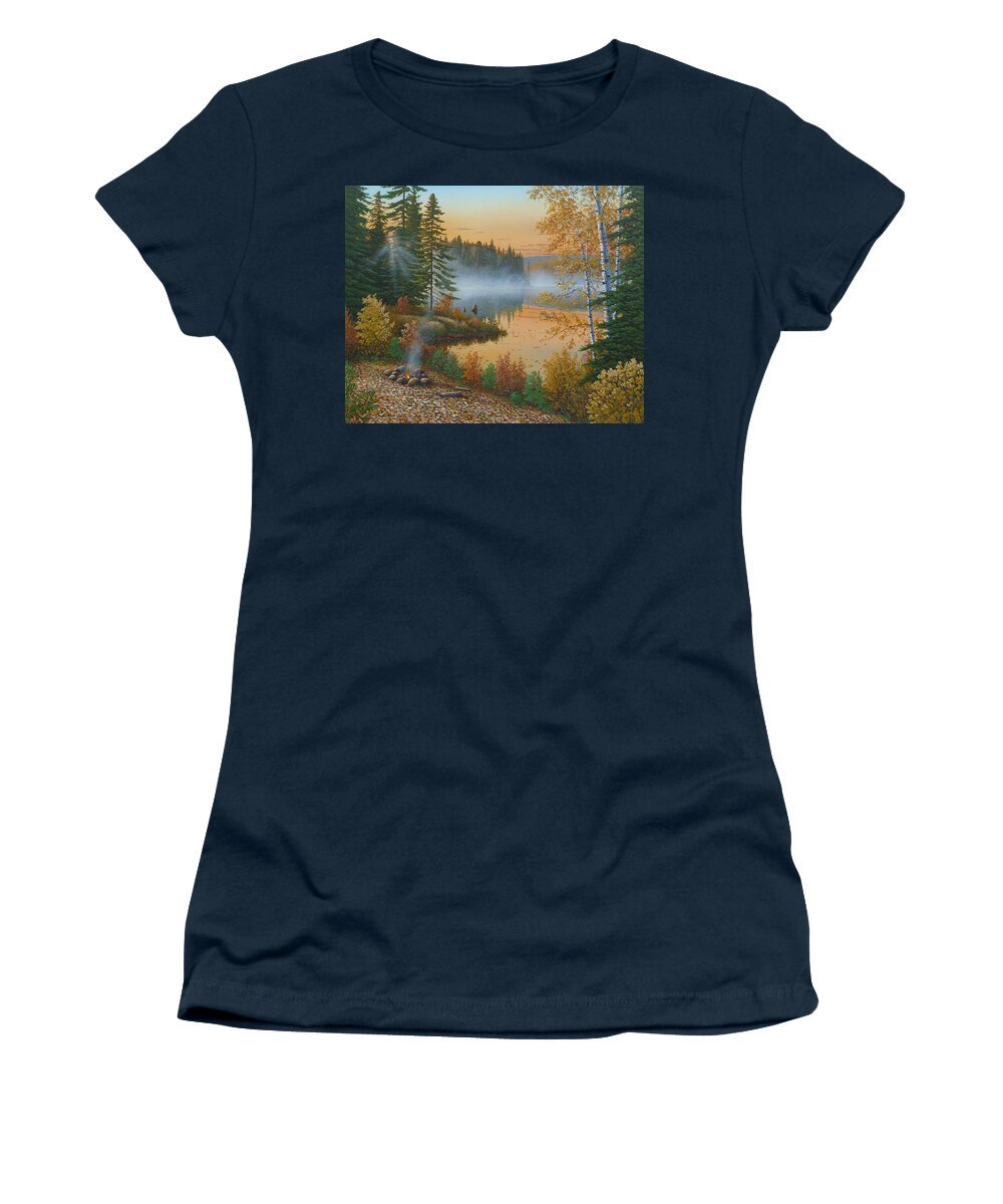 Jake Vandenbrink Women's T-Shirt featuring the painting The Rising Sun by Jake Vandenbrink