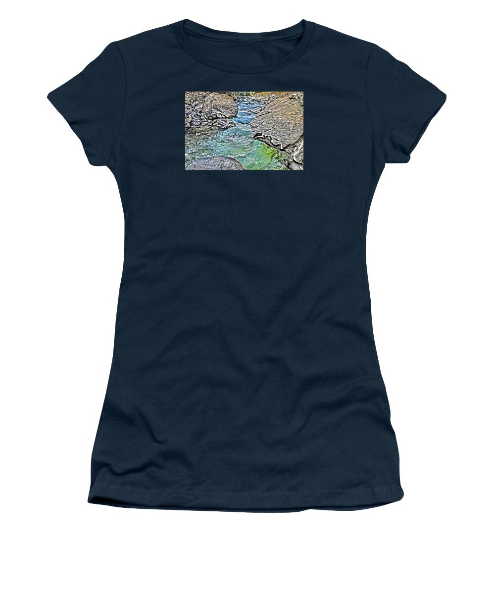 River Women's T-Shirt featuring the photograph The Rock Face by Michael Brungardt