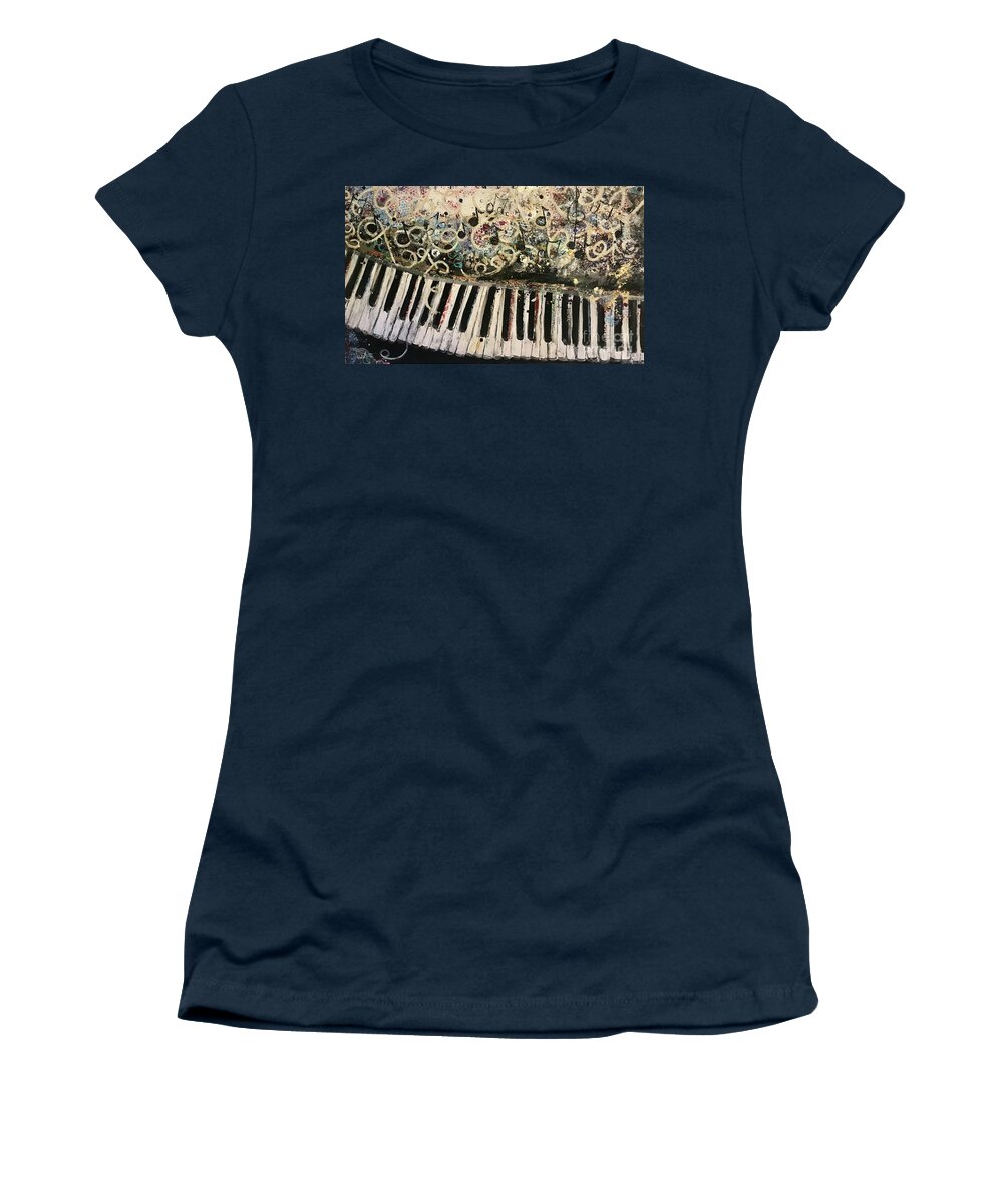 Music Women's T-Shirt featuring the painting The Songwriter by Sherry Harradence