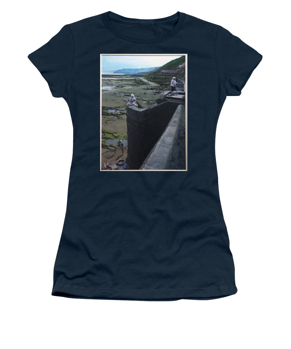 Britain Women's T-Shirt featuring the painting The South Bay in Scarborough. by Harry Robertson