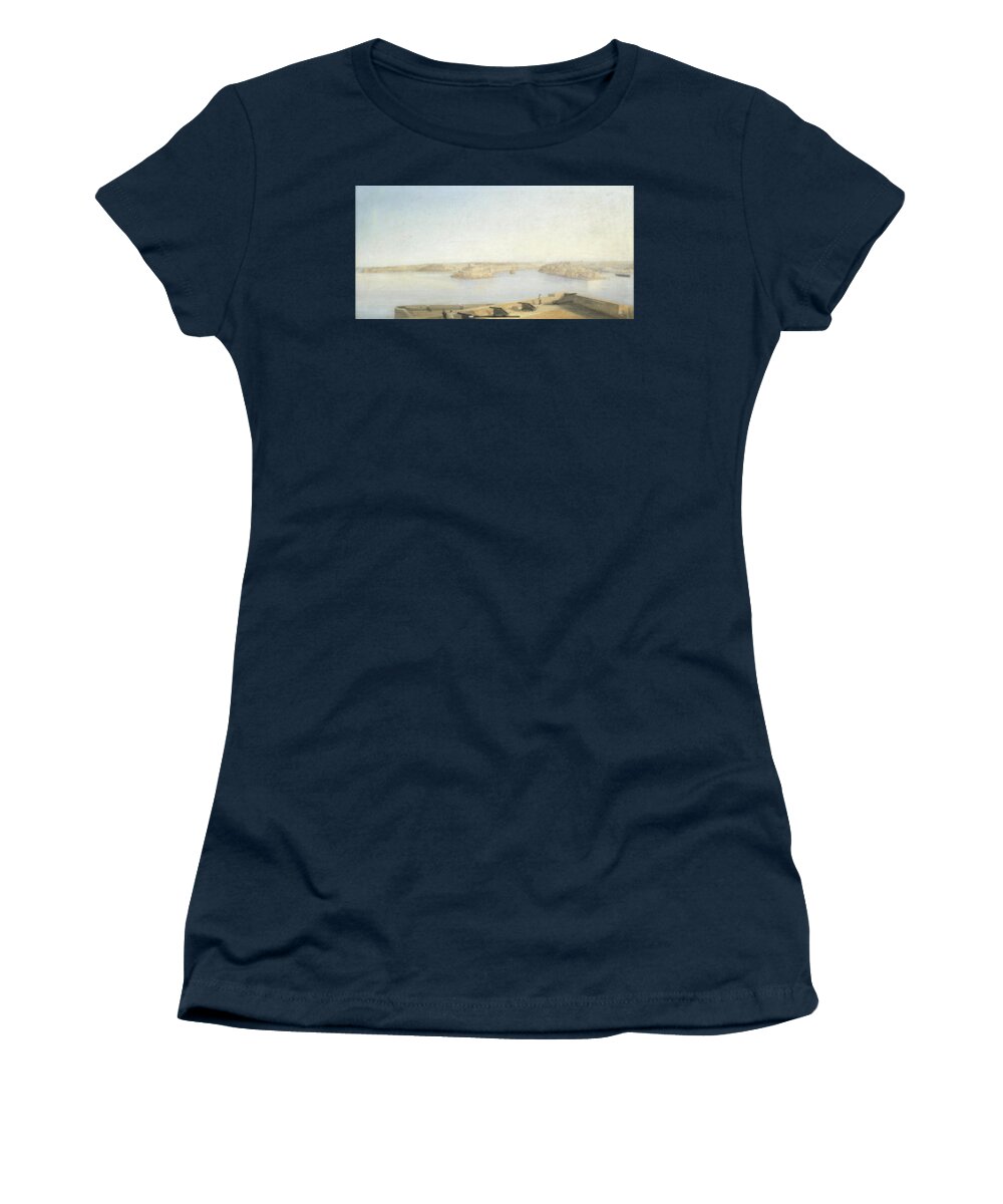 Girolamo Gianni (italian Women's T-Shirt featuring the painting The Three Cities and the Grand Harbour by MotionAge Designs