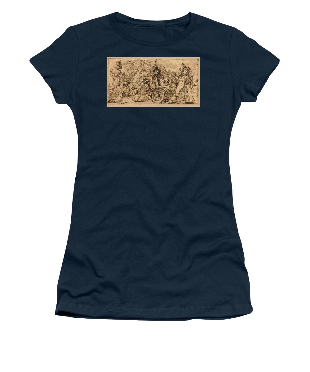 Gabriel De Saint-aubin Women's T-Shirt featuring the drawing The Triumph of Bacchus by Gabriel de Saint-Aubin
