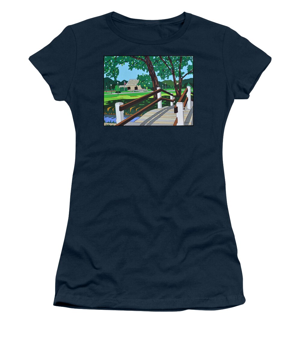 Valley Stream Women's T-Shirt featuring the painting The Village Green by Mike Stanko