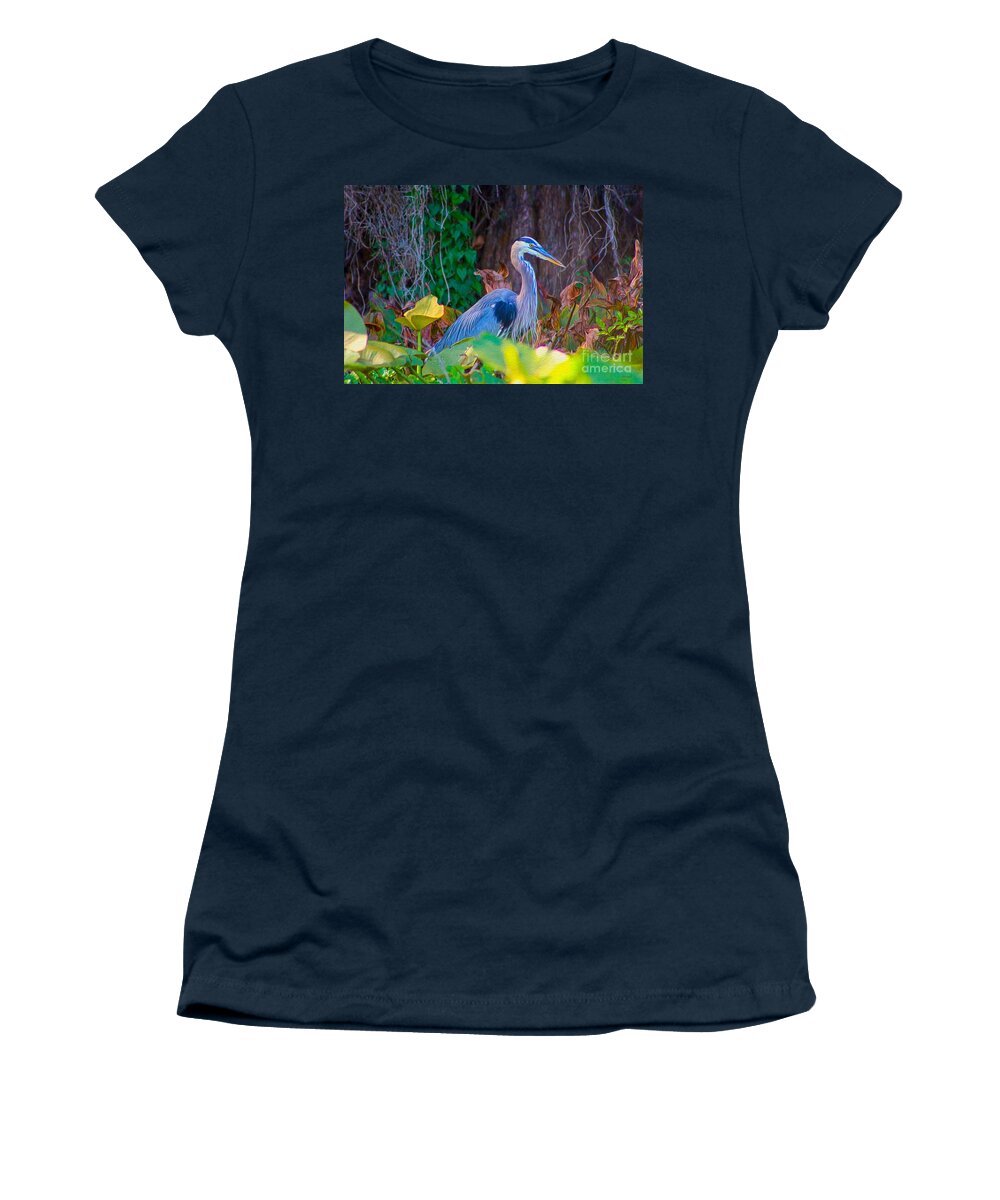 Nature Women's T-Shirt featuring the painting Majestic Great Blue Heron by DB Hayes
