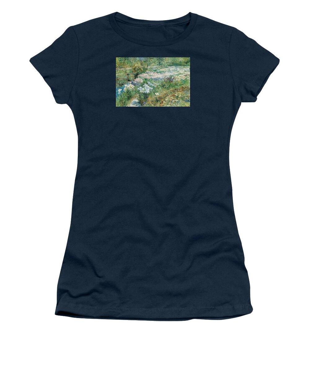 Childe Hassam Women's T-Shirt featuring the photograph The Water Garden by Childe Hassam