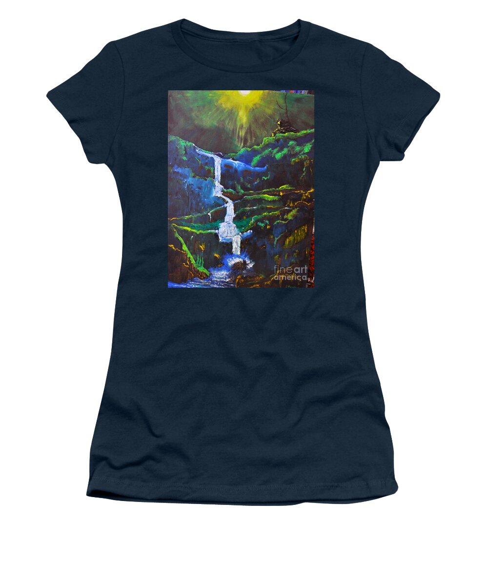 Waterfall Women's T-Shirt featuring the painting The Waterfall by Stefan Duncan