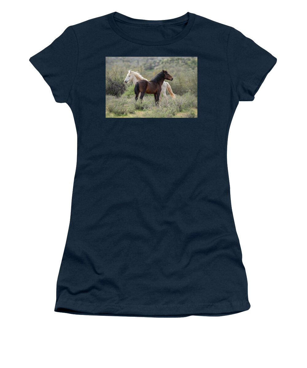 Wild Horses Women's T-Shirt featuring the photograph The Wild and Free by Saija Lehtonen