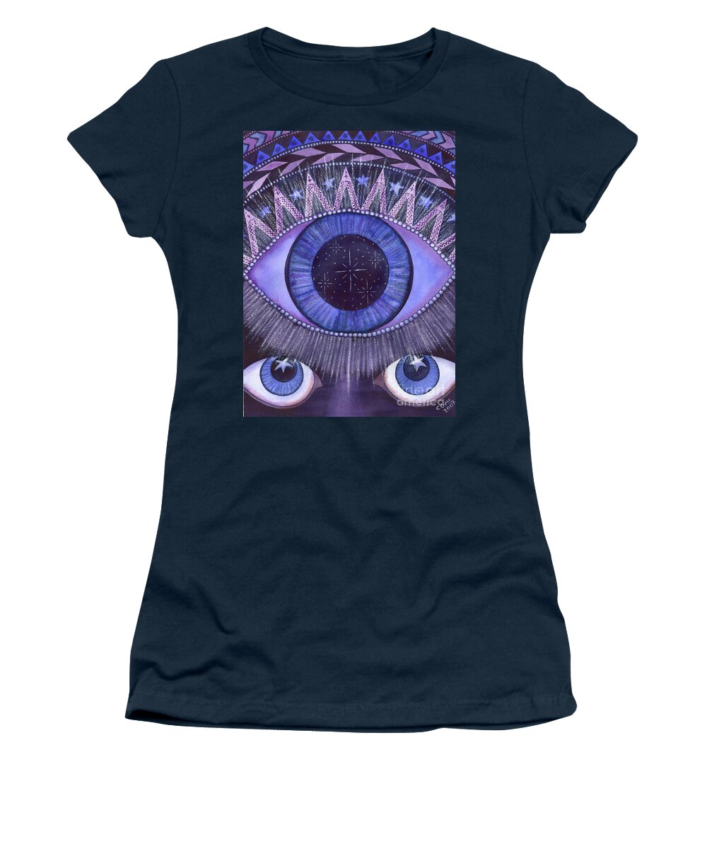 Thrid Eye Women's T-Shirt featuring the painting Third Eye Chakra by Catherine G McElroy