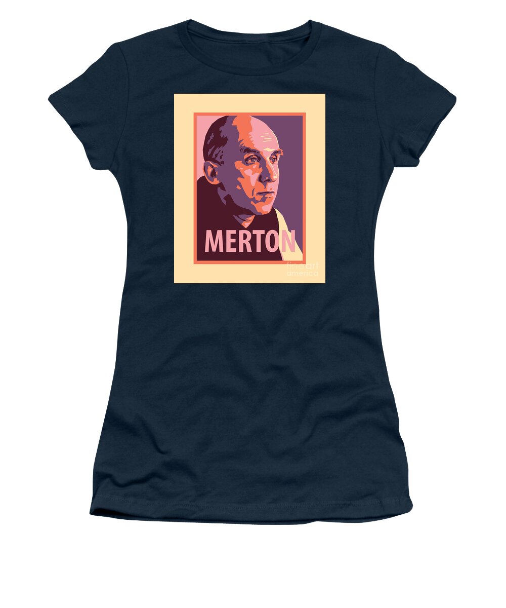 Thomas Merton Women's T-Shirt featuring the painting Thomas Merton - JLTME by Julie Lonneman