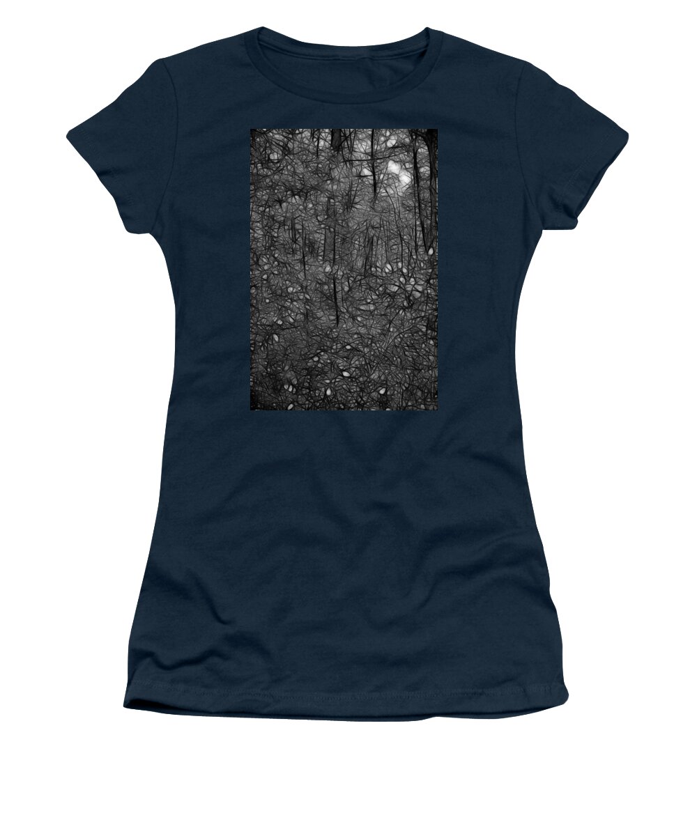 Thoreau Women's T-Shirt featuring the photograph Thoreau Woods Black and White by Lawrence Christopher