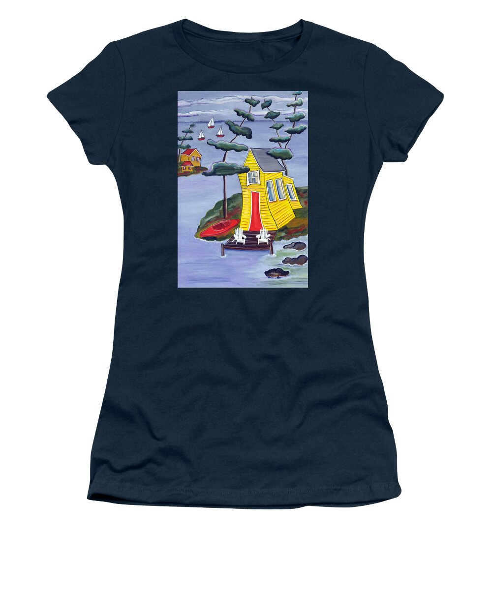 Abstract Women's T-Shirt featuring the painting The Channel by Heather Lovat-Fraser