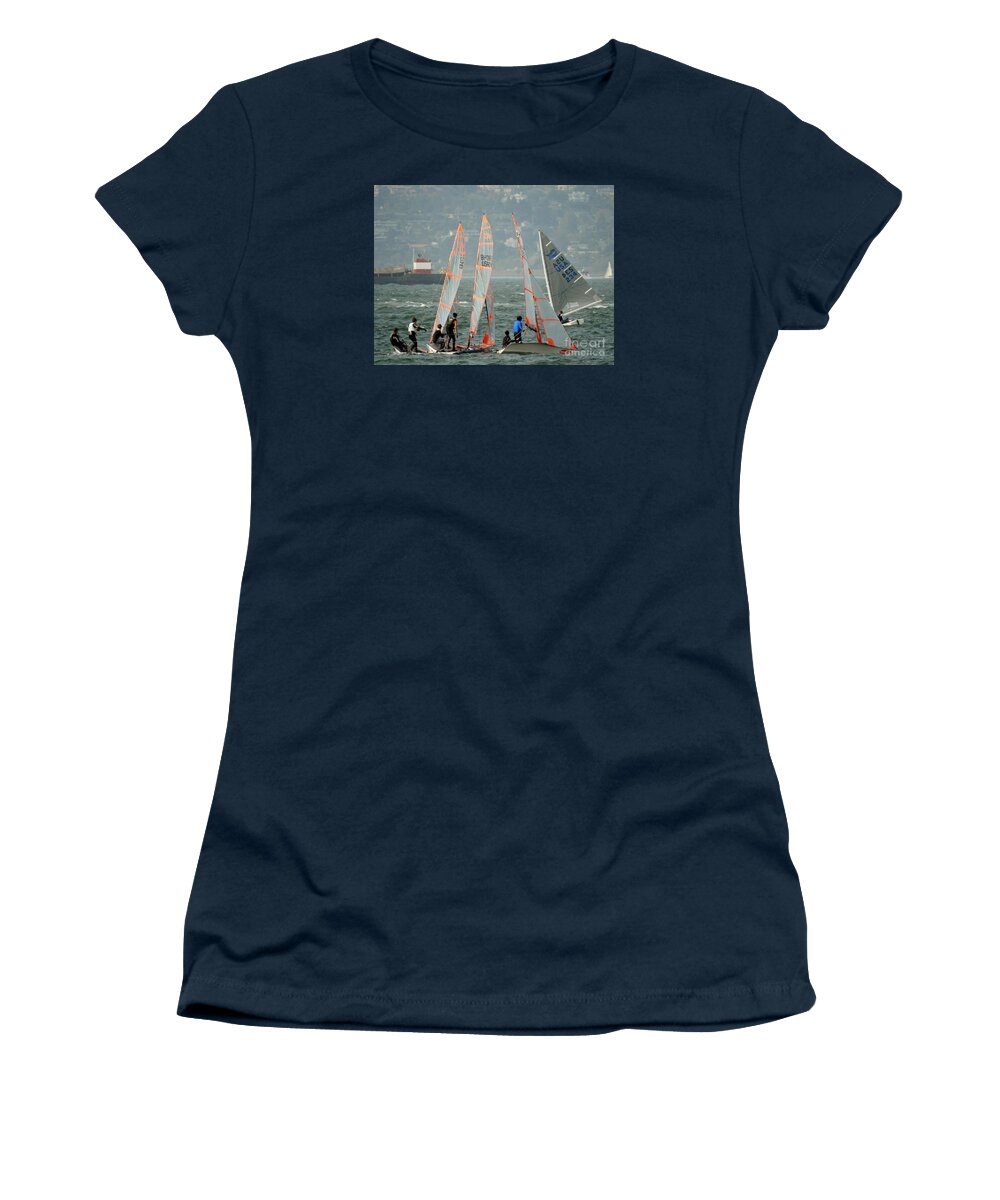29er Dinghy Women's T-Shirt featuring the photograph Three 29er's by Scott Cameron