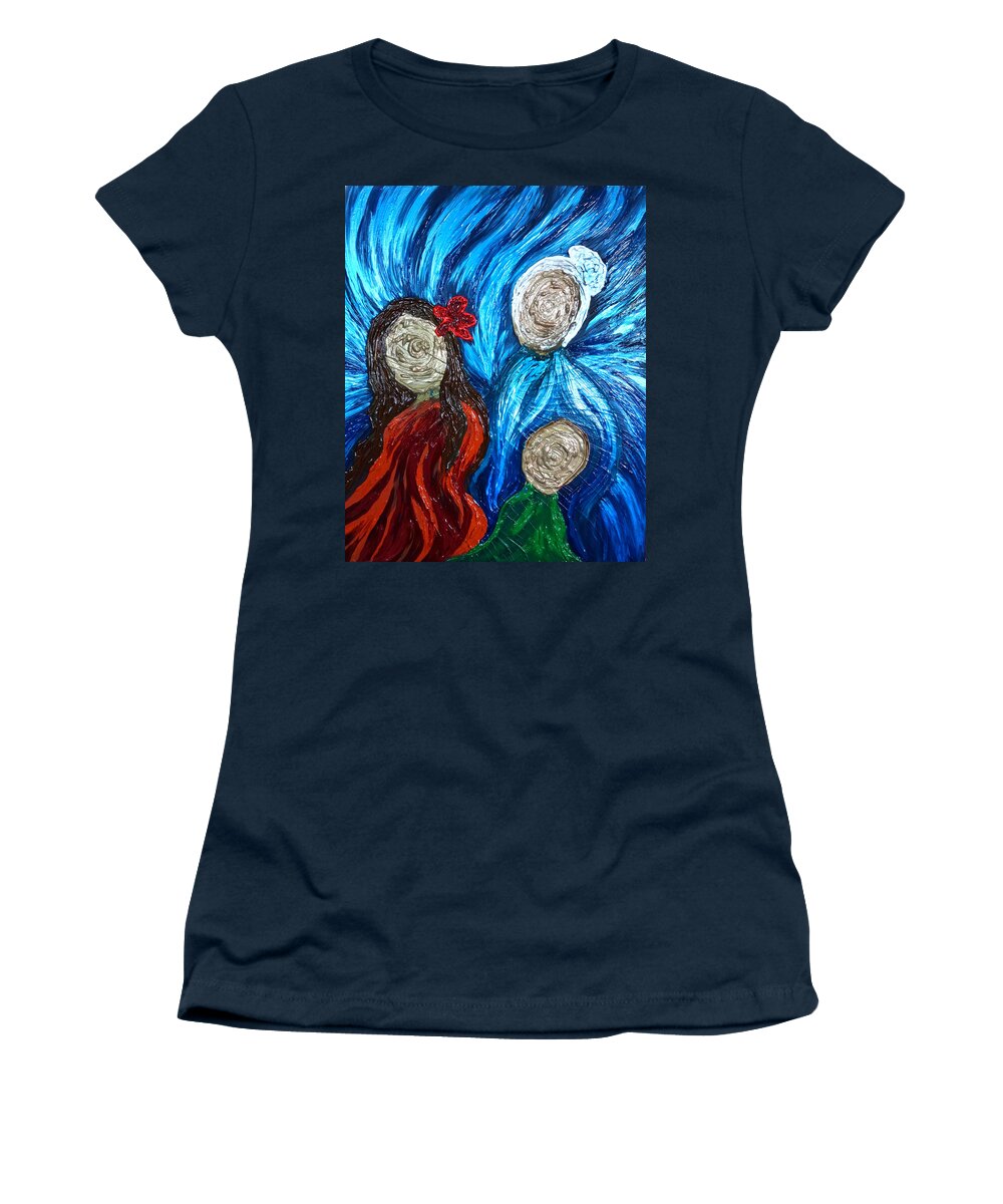 Three Women's T-Shirt featuring the painting Three Generations by Michelle Pier