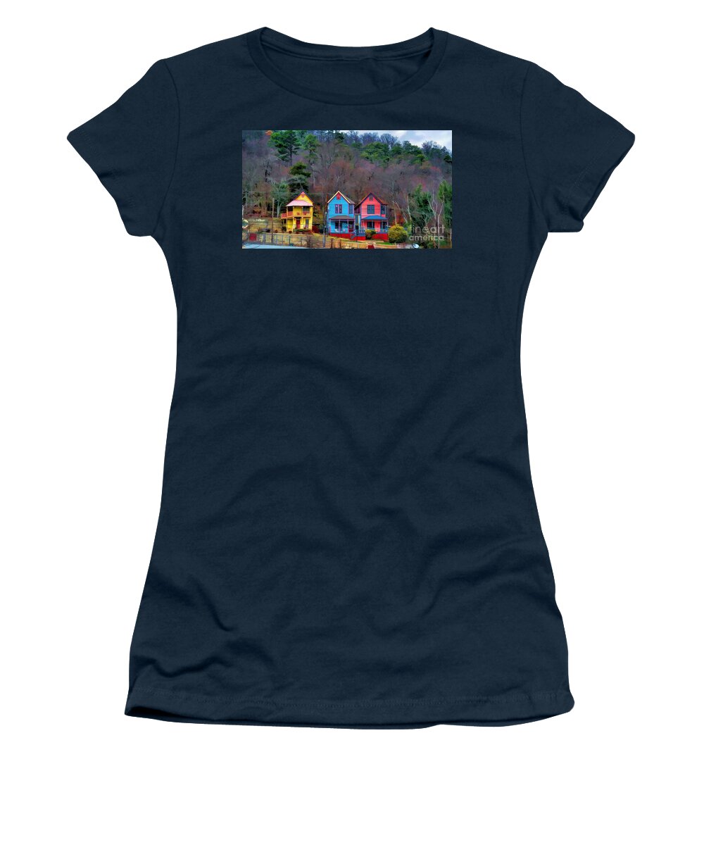 Landscape Women's T-Shirt featuring the photograph Three Houses Hot Springs AR by Diana Mary Sharpton