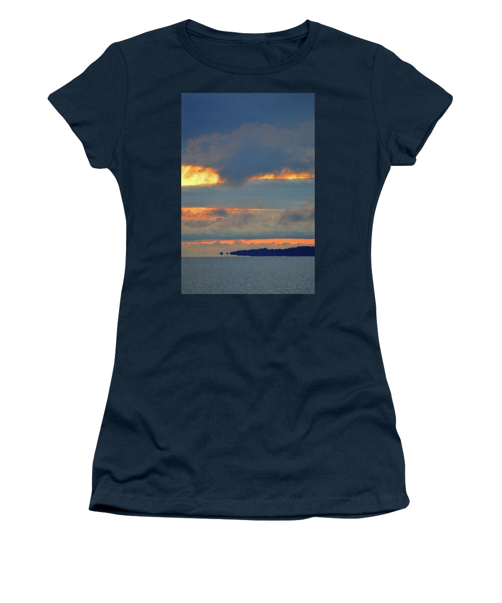 Abstract Women's T-Shirt featuring the digital art Three Layers Of Orange 2 by Lyle Crump