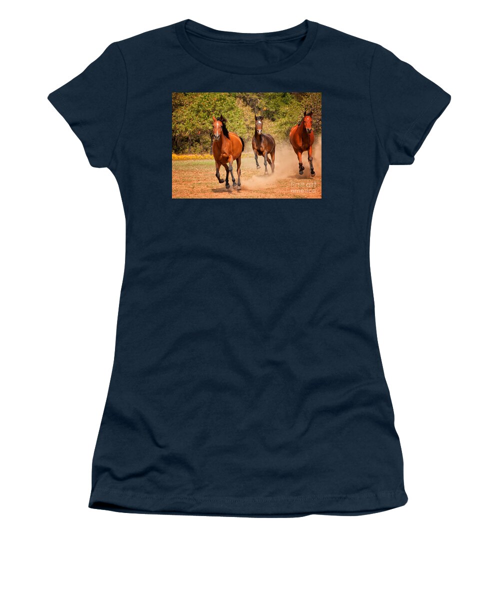 Running Women's T-Shirt featuring the photograph Three Racers by Sari ONeal