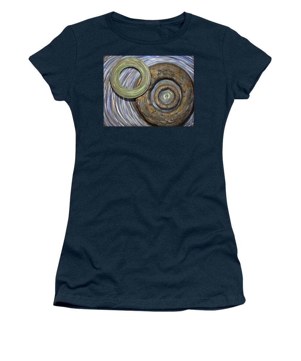Circles Women's T-Shirt featuring the painting Threes a Crowd by Jacqueline Athmann