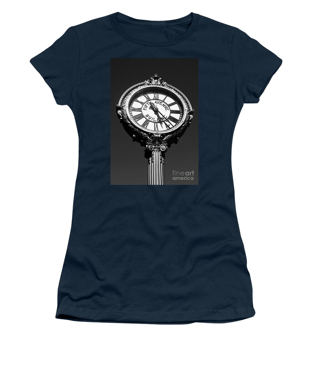 Clock Women's T-Shirt featuring the photograph Tick Tock on 5th by Onedayoneimage Photography