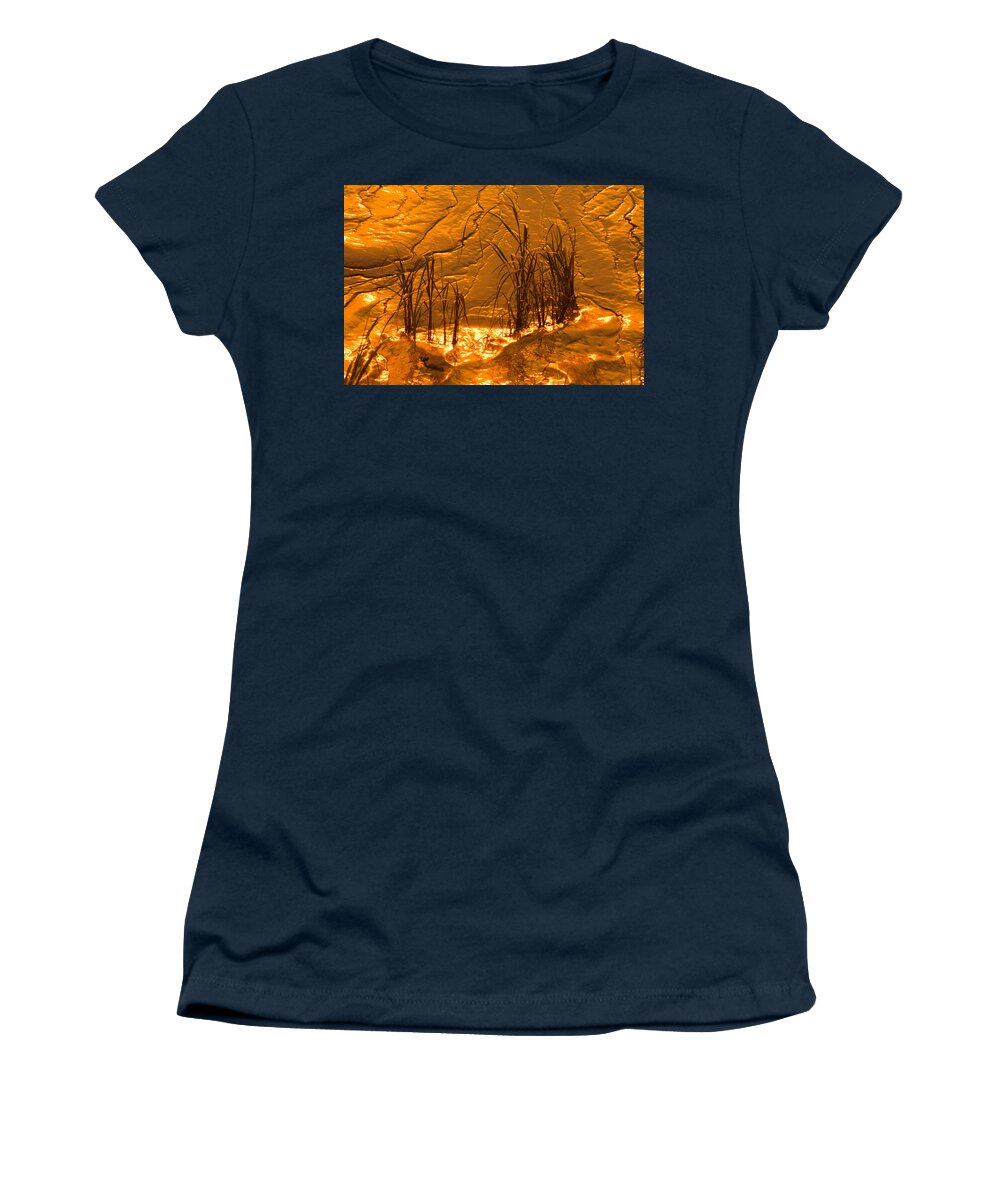 Abstract Women's T-Shirt featuring the photograph Tidal Mud Sundown by Irwin Barrett