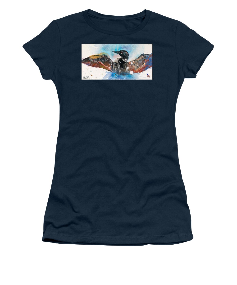 Loon Women's T-Shirt featuring the painting Tight Fit by Kasha Ritter