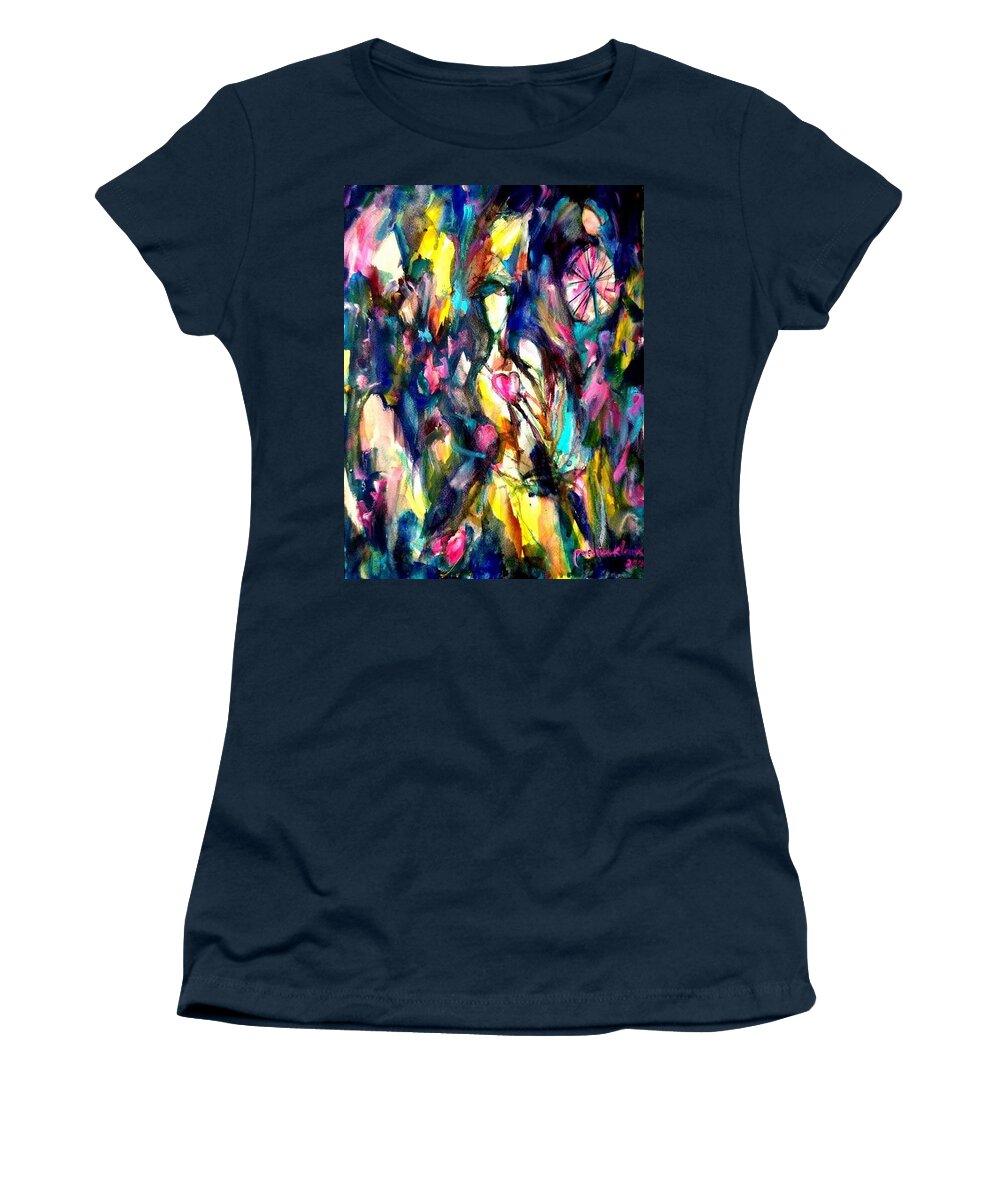 Women's T-Shirt featuring the painting Time love heart by Wanvisa Klawklean