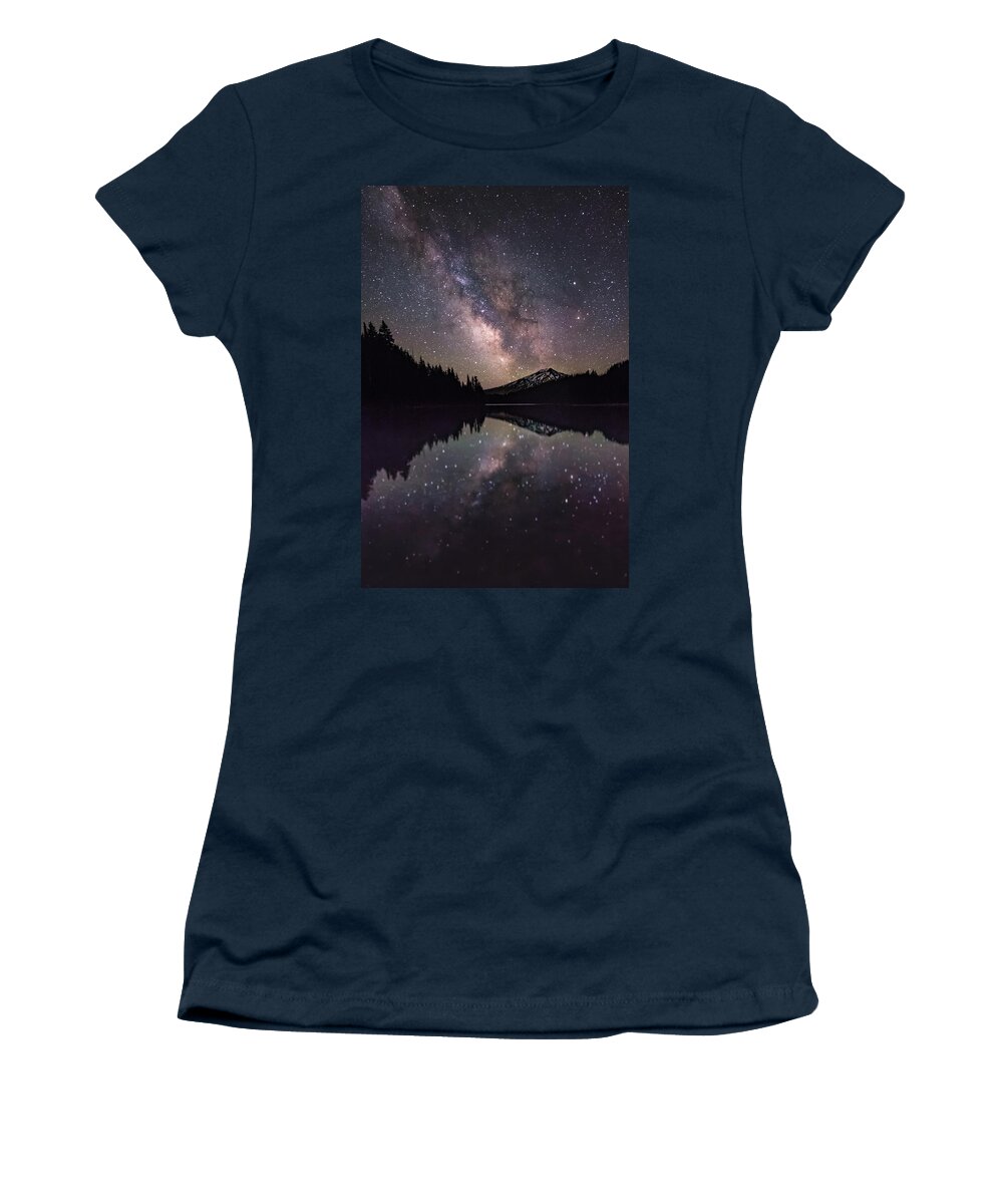 Todd Lake Women's T-Shirt featuring the photograph Todd Lake Milky Way by Joe Kopp