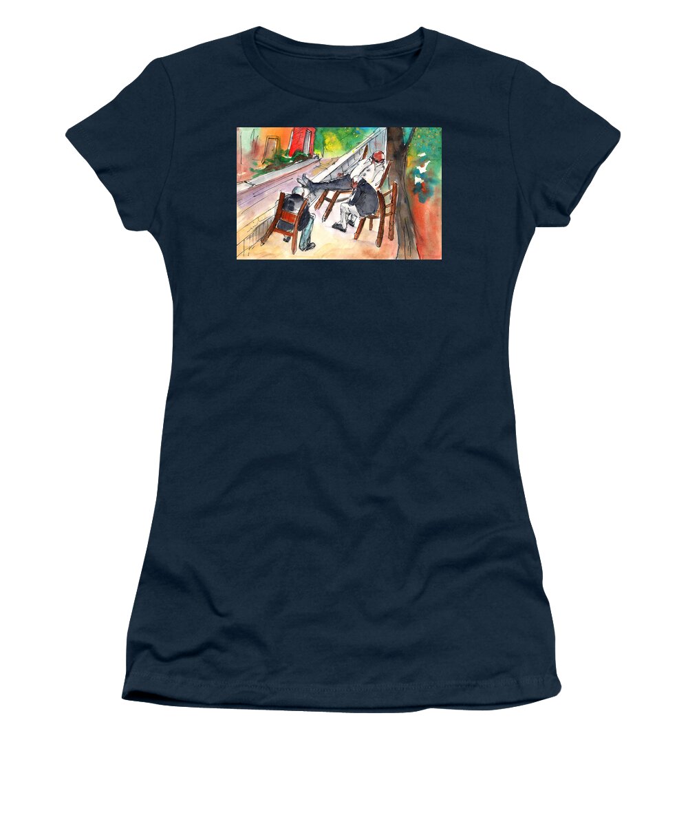 Travel Art Women's T-Shirt featuring the painting Together Old in Crete 01 by Miki De Goodaboom