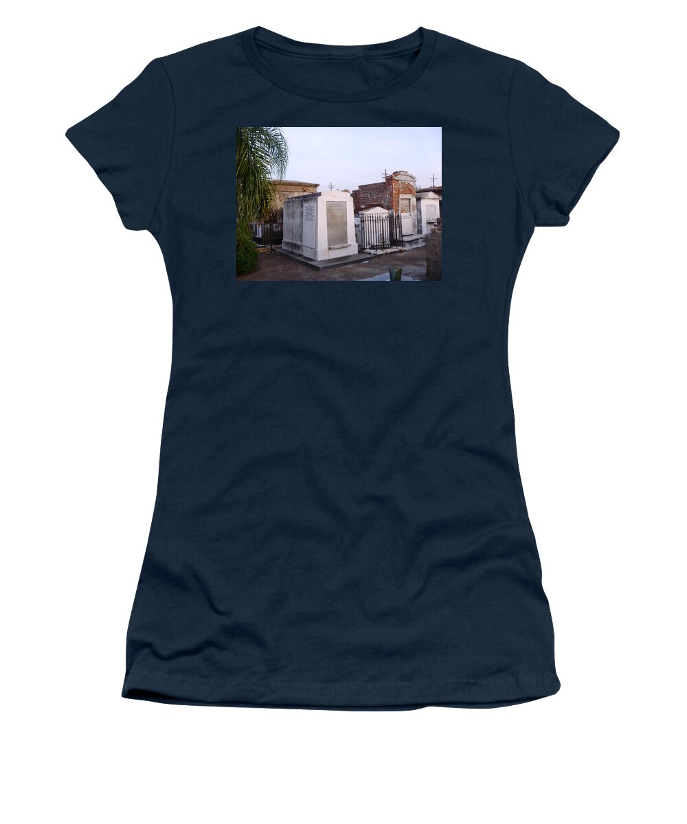 Tombs Women's T-Shirt featuring the photograph Tombs in St. Louis Cemetery by Alys Caviness-Gober