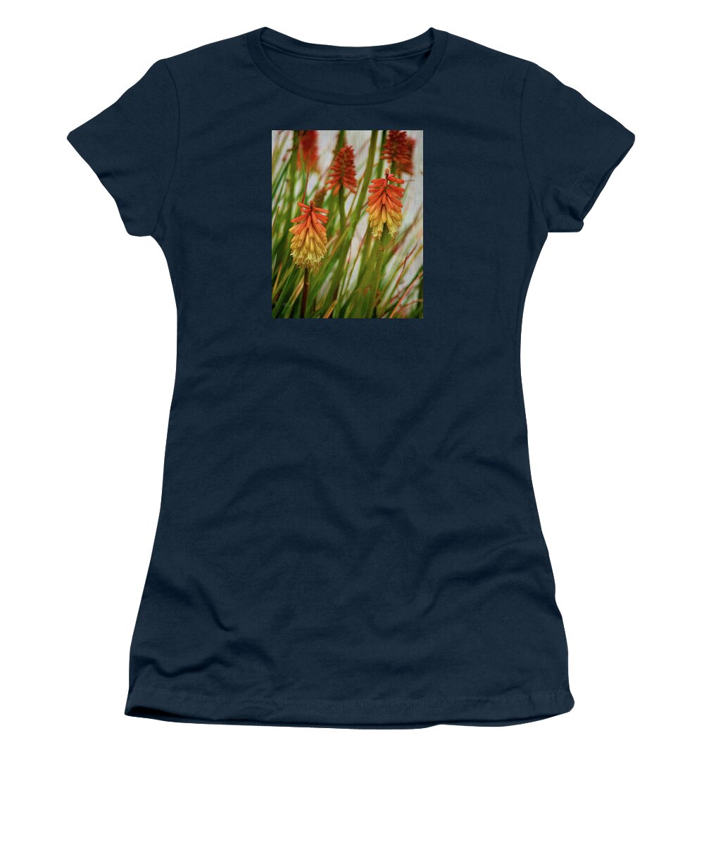 Torch Lily Women's T-Shirt featuring the photograph Torch Lily At The Beach by Sandi OReilly