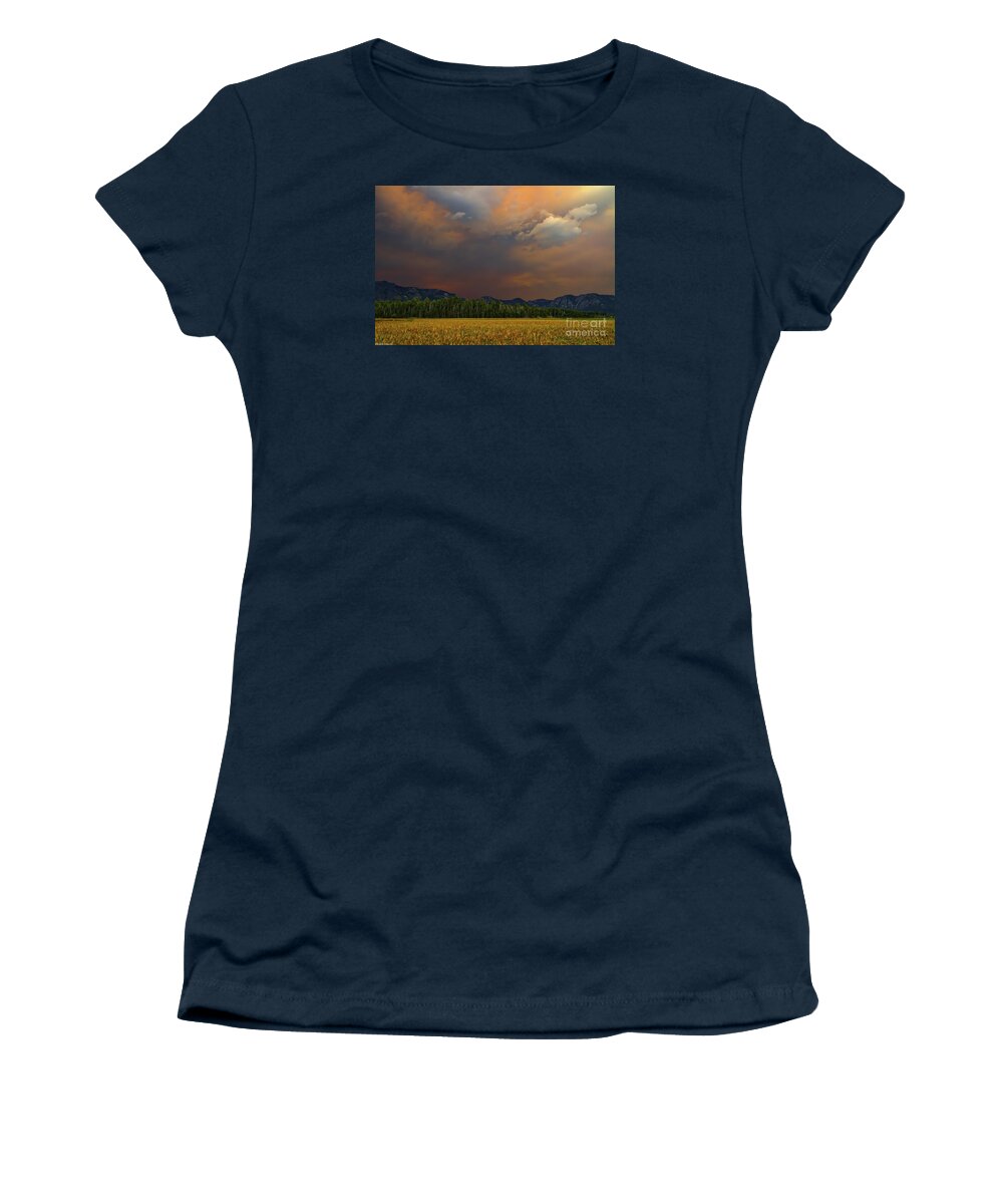 Fire Sky Women's T-Shirt featuring the photograph Tormented Sky by Mitch Shindelbower
