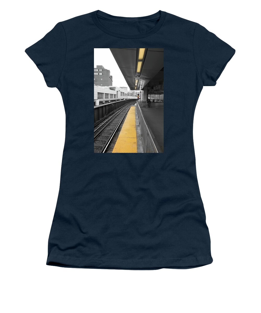 Metro Women's T-Shirt featuring the photograph Train Tracks y1 by Carlos Diaz