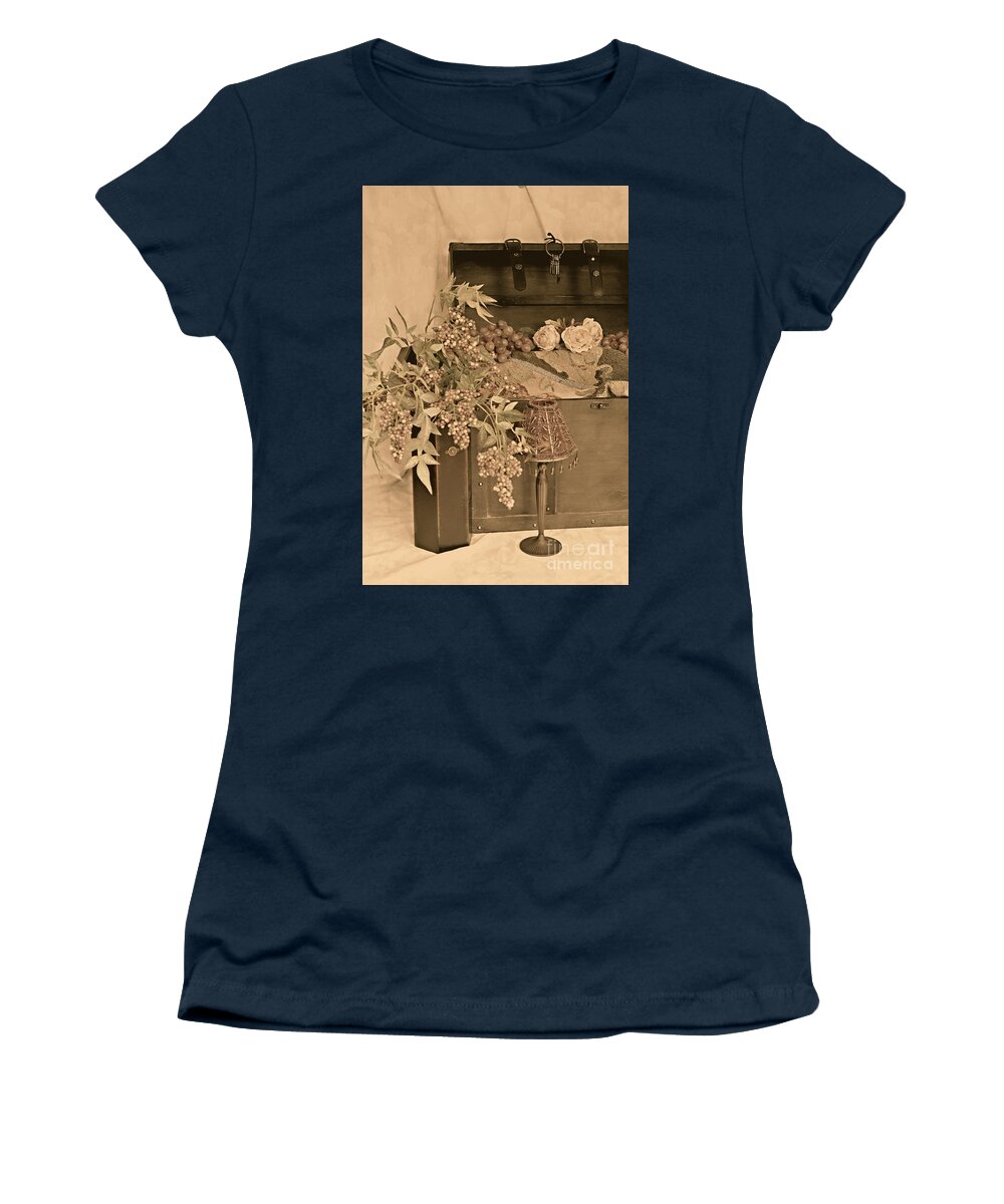 Still Life Women's T-Shirt featuring the photograph Treasure Chest Full of Memories No.1 by Sherry Hallemeier