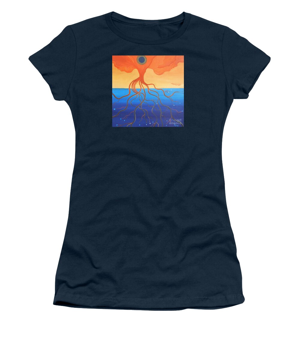 Weird Paintings Women's T-Shirt featuring the painting Tree of Life Interpretation by Reb Frost