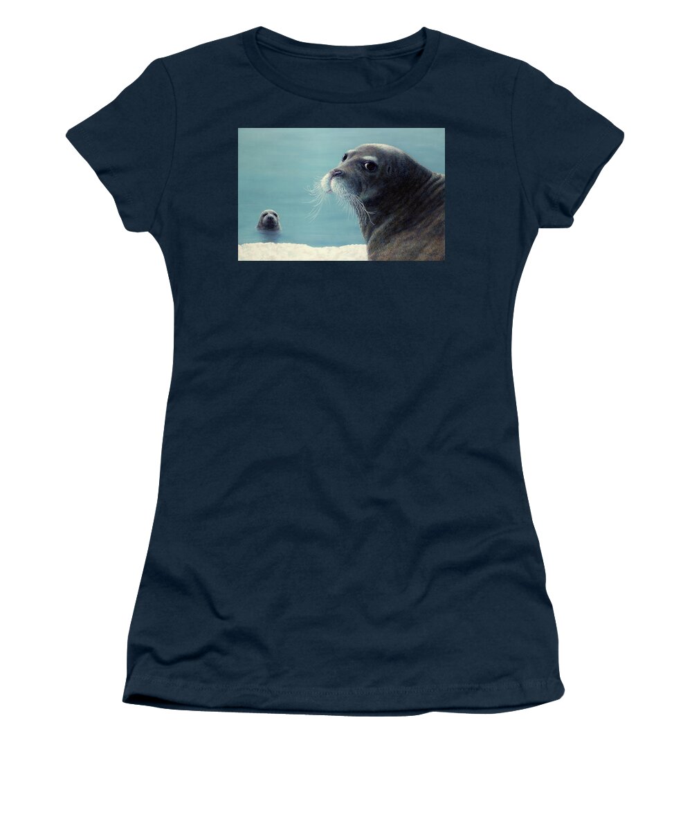 Seals Women's T-Shirt featuring the painting Trepidation by James W Johnson