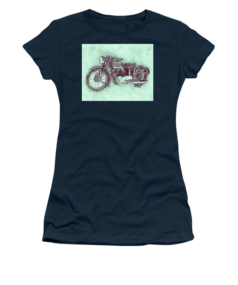 Triumph Speed Twin Women's T-Shirt featuring the mixed media Triumph Speed Twin 3 - 1937 - Vintage Motorcycle Poster - Automotive Art by Studio Grafiikka